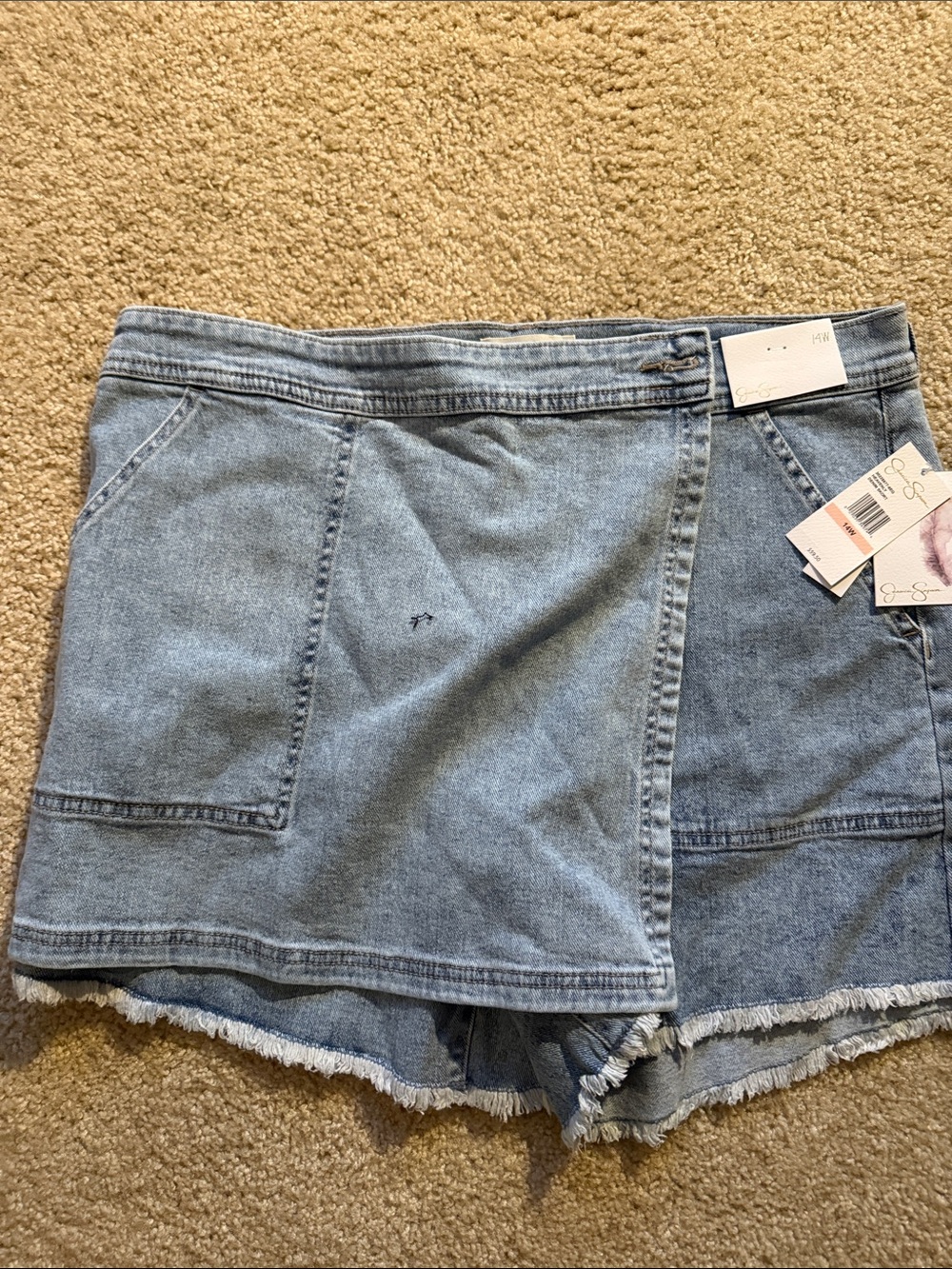 NWT Jessica Simpson Light Blue Denim Skort with Wrap Detail Size 14W